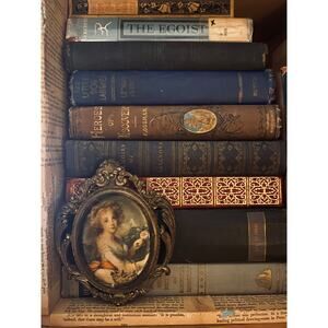 Vintage frame with printed silk portrait 18th century style